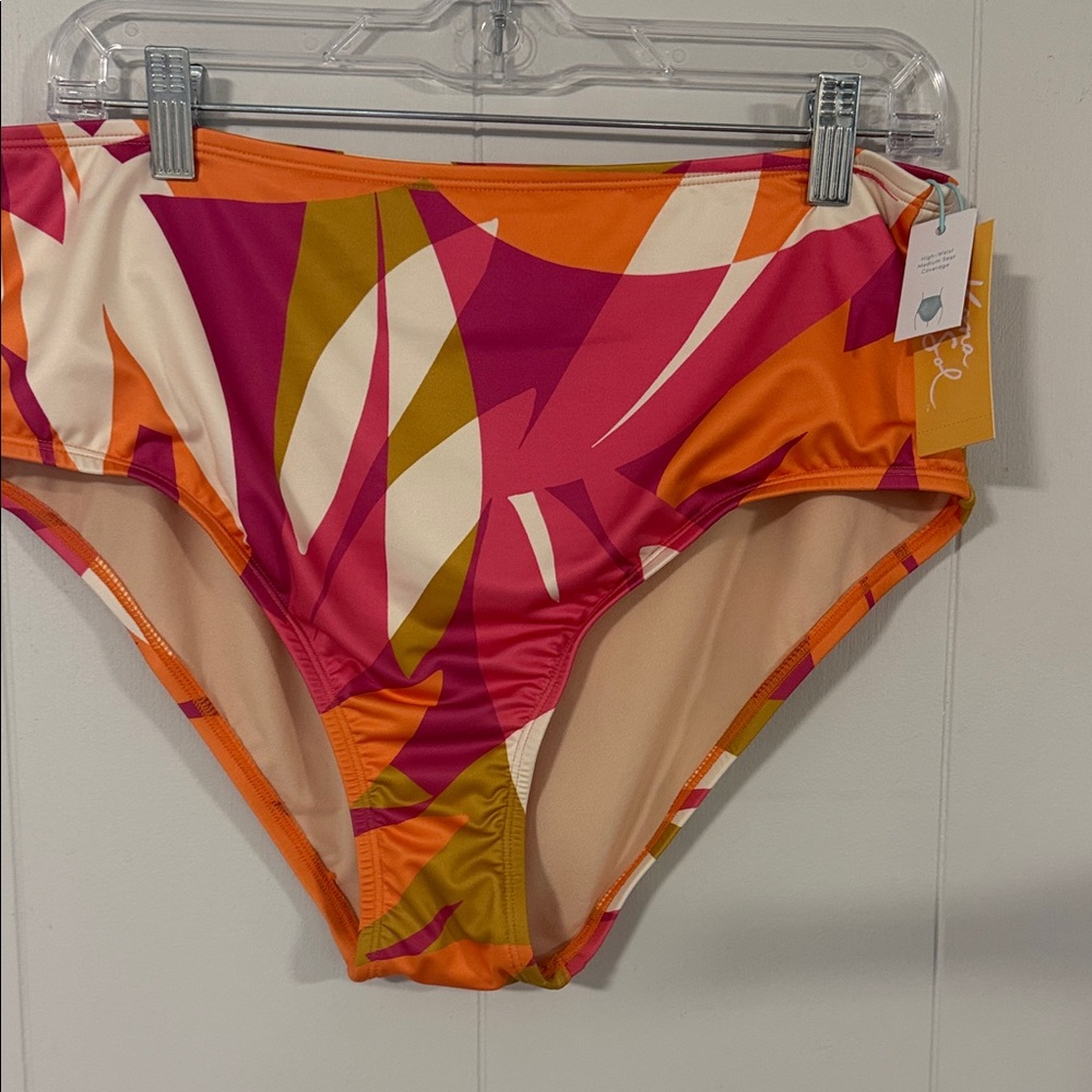 Kona Sol Multicolor Abstract Print Bikini Bottoms Large NWT